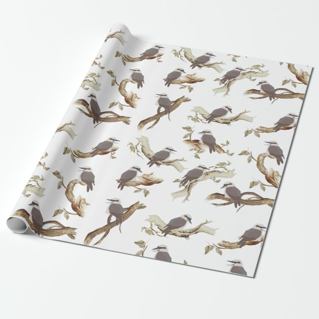 Papier Cadeau Rire Kookaburra Eucalyptus d'oiseaux australiens (Déroulé)