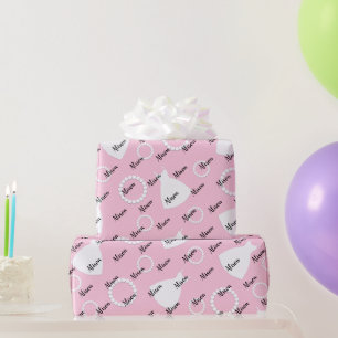 Papier Cadeau Robe blanche et colliers motif rose