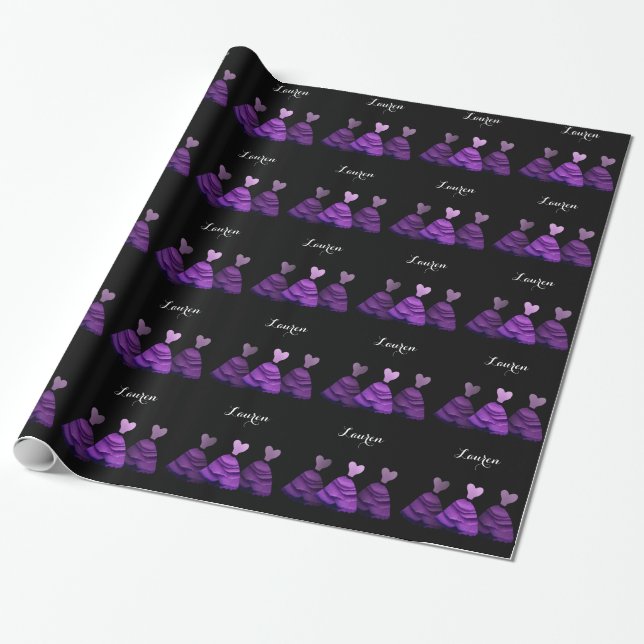 Papier Cadeau Robe de servante d'information PURPLE Nom personna (Déroulé)