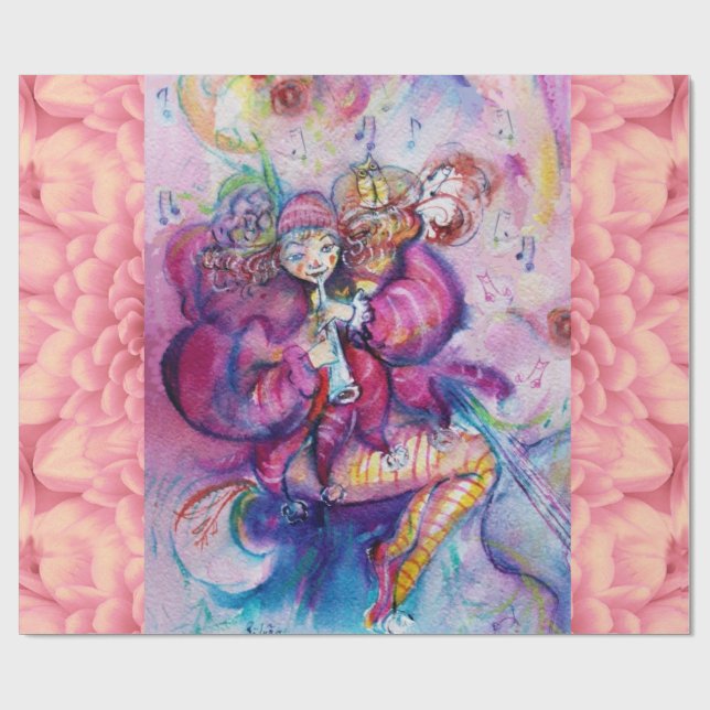 PAPIER CADEAU ROBE MUSICALE AVEC OWL (Plat)