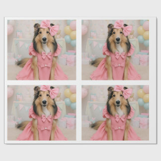 Papier Cadeau Robe rose sheltie