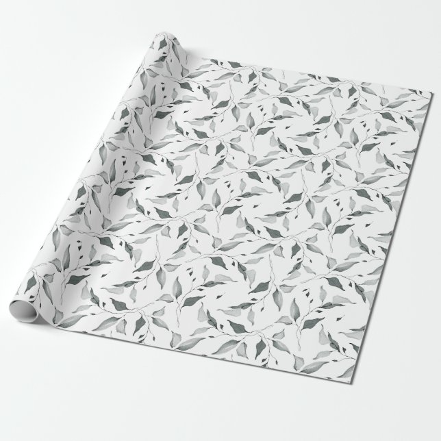 Papier Cadeau Robe rustique Sage Vert Foliage (Déroulé)