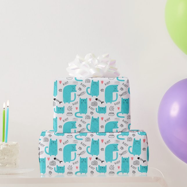 Papier Cadeau Robin Oeuf Bleu Cute Chat Motif (Cadeaux de fête)