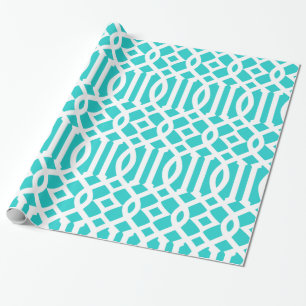 Papier Cadeau Robin's Oeuf Bleu et Motif Trellis blanc