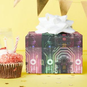 Papier Cadeau Robot 1 papier d'emballage brillant