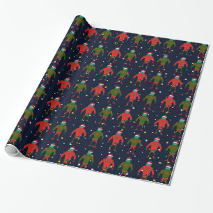 Papier Cadeau Robot moyen rouge et vert Santa de Noël dans