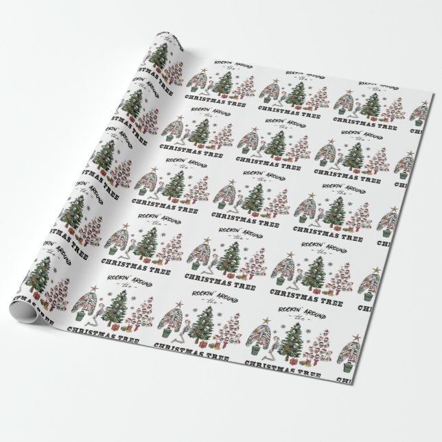 Papier Cadeau Rocher Autour De L'Arbre De Noël (Déroulé)
