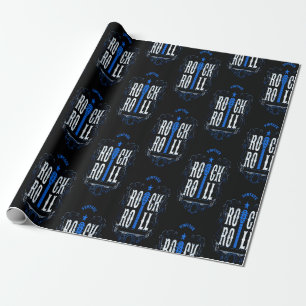 Papier Cadeau Rocher Vintage Bleu Et Rouleau