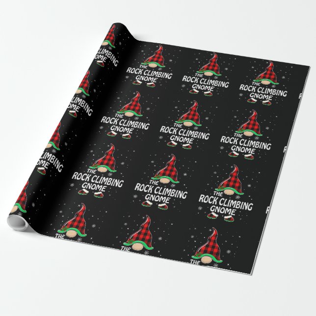 Papier Cadeau Rock Climbing Gnome Buffalo Plaid Matching Family (Déroulé)