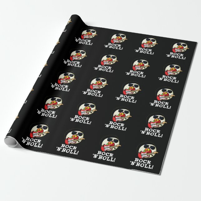 Papier Cadeau Rock n Roll Funny Sushi Roll Pun Dark BG (Déroulé)
