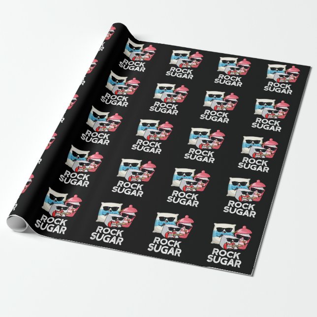 Papier Cadeau Rock Sugar Funny Food Pun Dark BG (Déroulé)