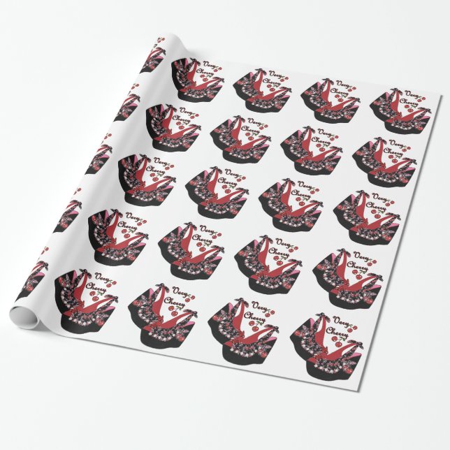 Papier Cadeau Rockabilly Very Cherry Shoes (Déroulé)