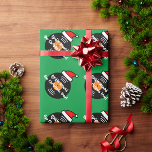 Papier Cadeau Rockin autour du disque vinyle de Noël