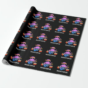 Papier Cadeau Rocktopus Funny Rock Band Octopus Pun Dark BG