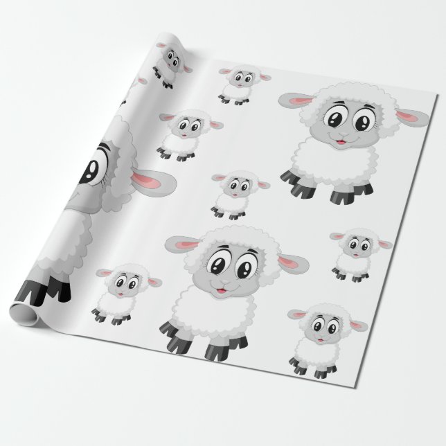 Papier Cadeau rôle de cadeau avec des brebis (Déroulé)