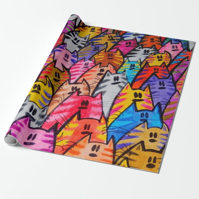 Papier Cadeau Rôle pour cadeau chats 05 (Déroulé)
