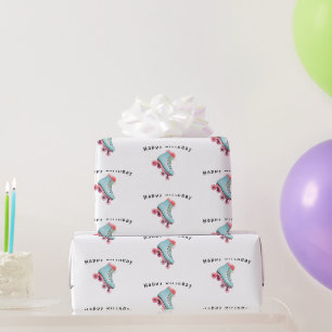 Papier Cadeau Roller Skates Joyeux anniversaire