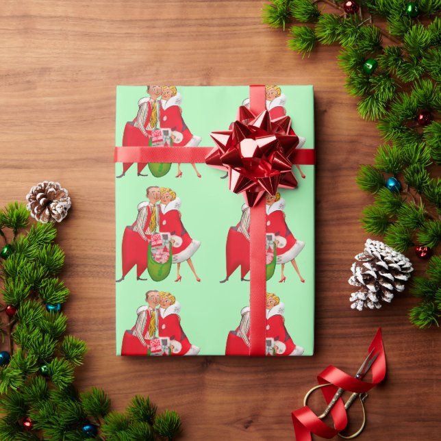 PAPIER CADEAU ROMANTIC RETRO CHRISTMAS COUPLE (Cadeau de vacances)