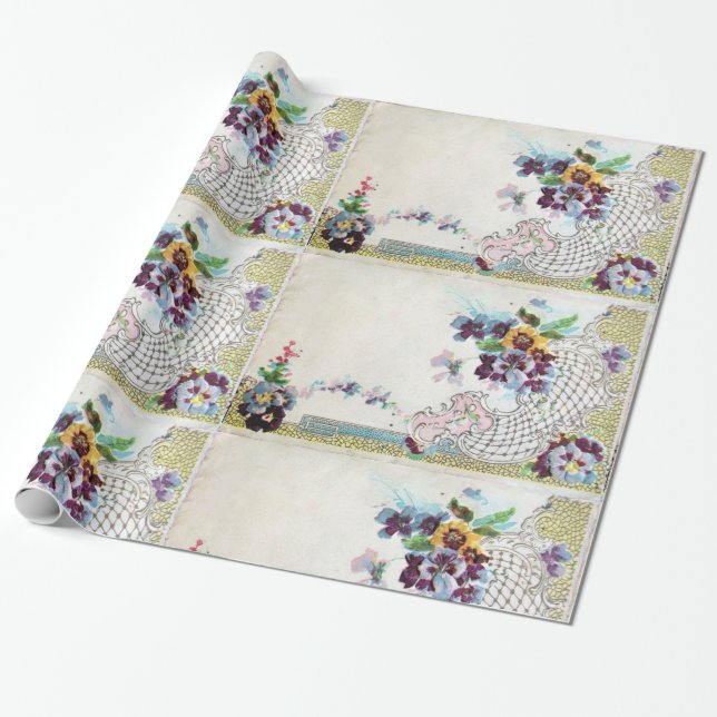 Papier Cadeau ROMANTİCA / Romantique floral, élégant panier à fl (Déroulé)