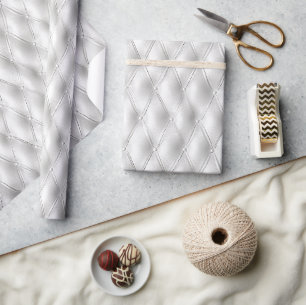 Papier Cadeau Romantique Blanc Faux Cuir