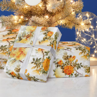Papier Cadeau Romantique Dusty Orange Fleurs Élégant Moderne 