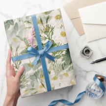 Romantique Fleurs blanches douces et Feuilles vert