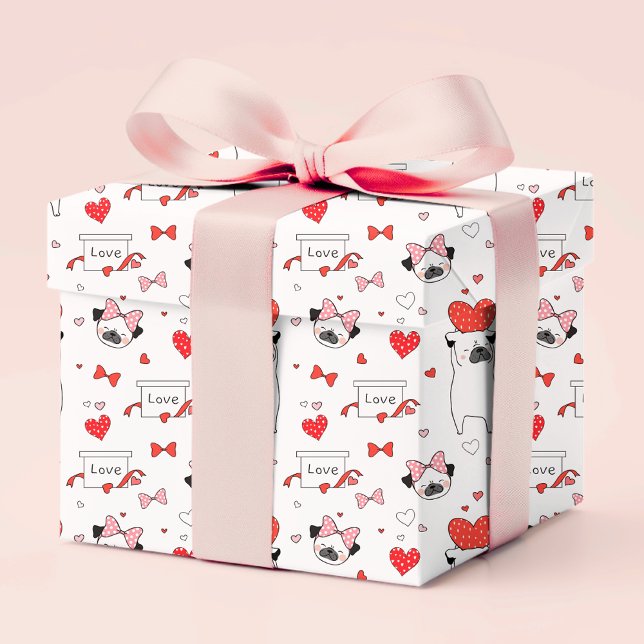 Papier Cadeau Romantique Red Heart Carlin Amour | Saint Valentin (Créateur téléchargé)