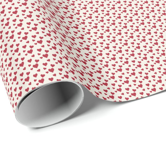 Papier Cadeau Romantique Rouge & Blanc Coeurs de la Saint Valent (Coin rond)