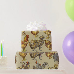 Papier Cadeau Rooster Poulet de la ferme Pays Animal