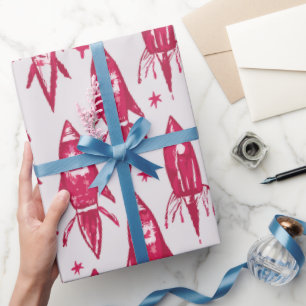 Papier Cadeau Roquettes Red Space