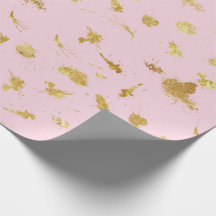 Papier cadeau rose à envelopper rose et or