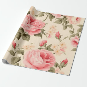 Papier Cadeau Rose anglais Vintage