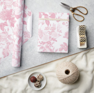 Papier Cadeau Rose blanc rose Chinoiserie Motif