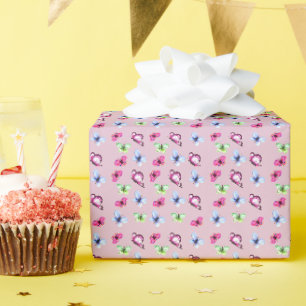 Papier Cadeau Rose Bleu Vert Papillon Baby Shower Anniversaire