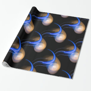 PAPIER CADEAU ROSE BLEUE PEARLS ALIENS BLANCS