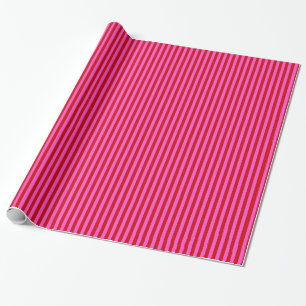 Papier Cadeau Rose chaud gras, Motif de bande rouge