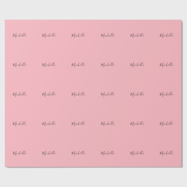 Papier Cadeau Rose Clair Professionnel Unique Écriture Manuscrit (Plat)