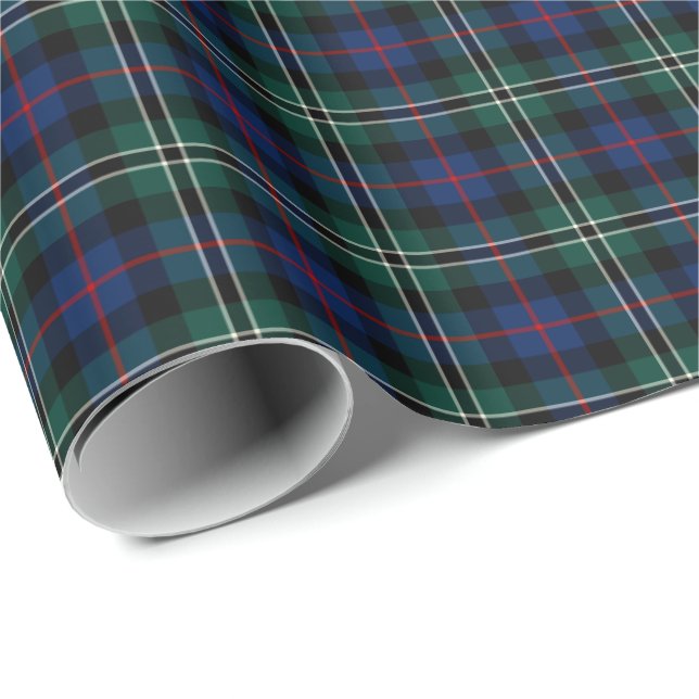 Papier Cadeau Rose Clan Chasse Tartan (Coin rond)