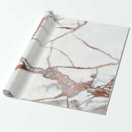 Papier Cadeau Rose Cuivre Blanc Abstrait Carrara Marbre Pierre