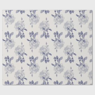 Papier Cadeau Rose d'aquarelle Marine & Taupe