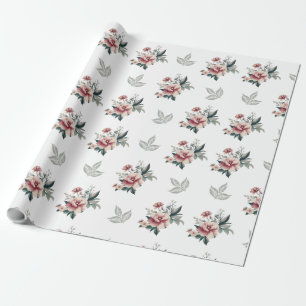Papier Cadeau Rose d'aquarelle rose avec revêtement Turquoise