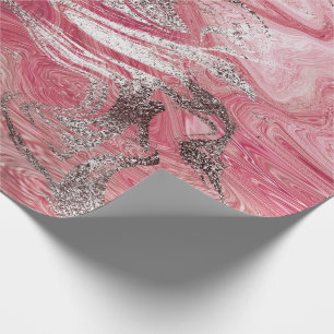 Papier Cadeau Rose de bonbons Pinceau d'argent Marbre moulé bril