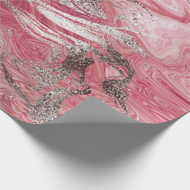 Papier Cadeau Rose de bonbons Pinceau d'argent Marbre moulé bril (Coin)