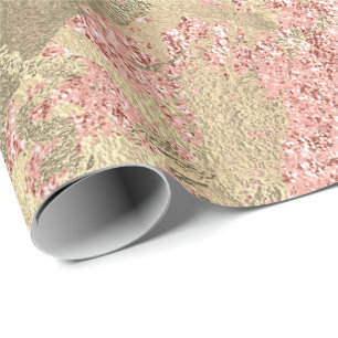 Papier Cadeau Rose de corail Champaigne Gold Marbre Métallurgiqu
