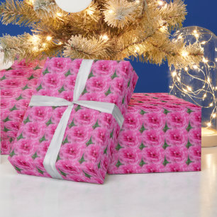 Papier Cadeau Rose de jardin rose