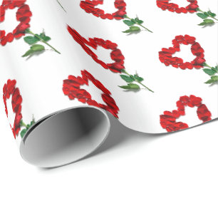 Papier Cadeau Rose de la Saint-Valentin Pétales Envelopper le pa