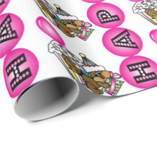 Papier Cadeau Rose de l'écureuil   de partie de joyeux