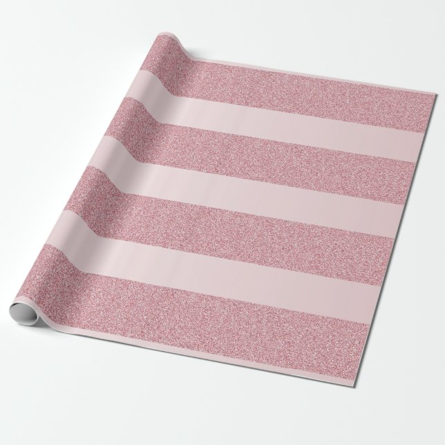 Papier Cadeau Rose de Noël Parties scintillant d'or moderne Modè (Déroulé)