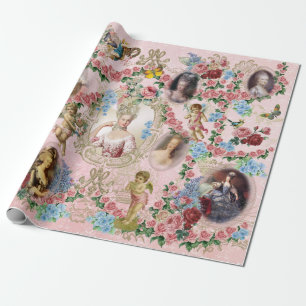 Papier Cadeau Rose de papier d'emballage de Marie Antoinette de