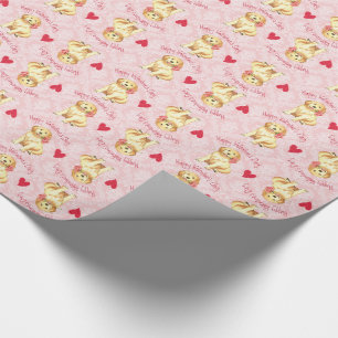 Papier Cadeau Rose de Valentine d'or